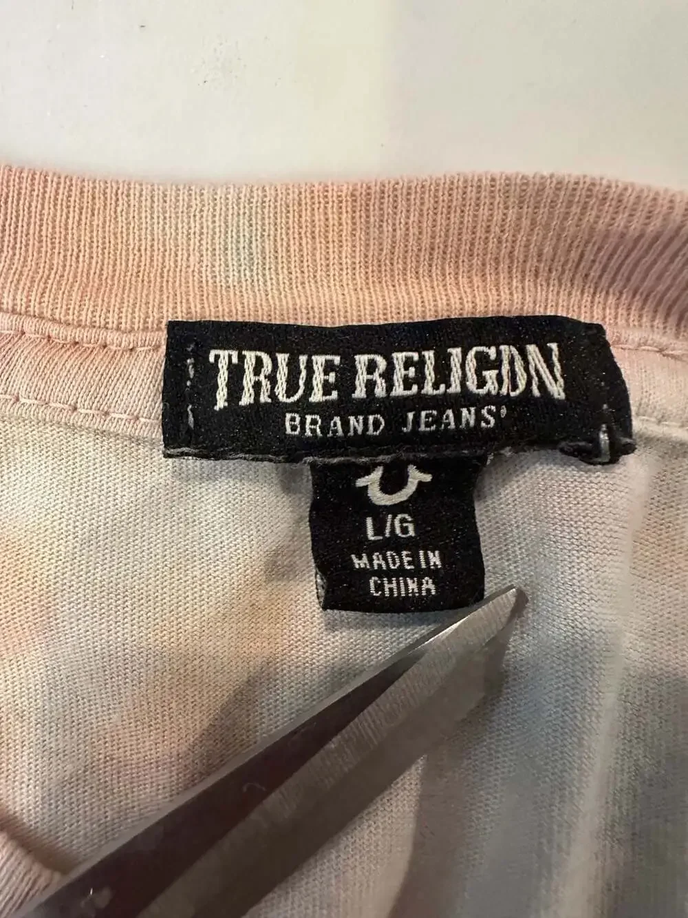 True Religion Brand Jeans Tie-Dye Short Sleeve Center Logo T-Shirt Size L